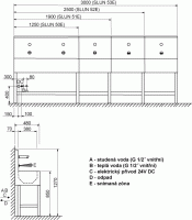 Žlab Sanela 2500 mm na nohou, čtyři elektroniky, nerez mat   SLUN 52E